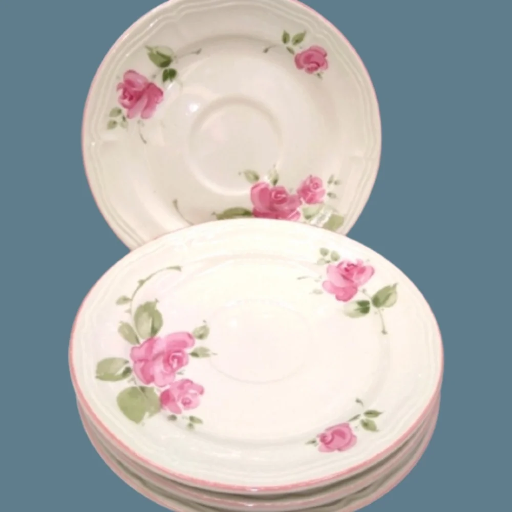 Gibson Housewares 4 Roseland Saucers 6.5